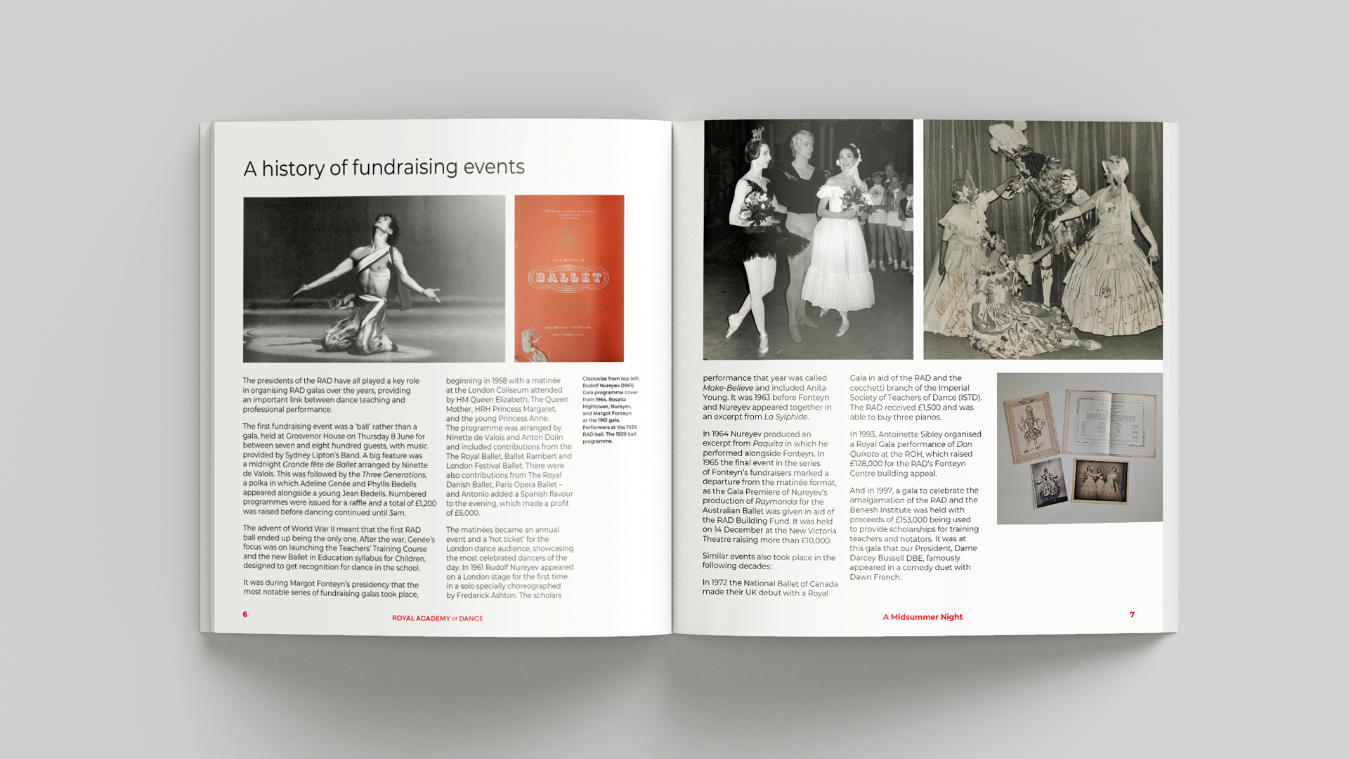 Design and production of the event programme for the Royal Academy of Dance Midsummer Night fundraising event