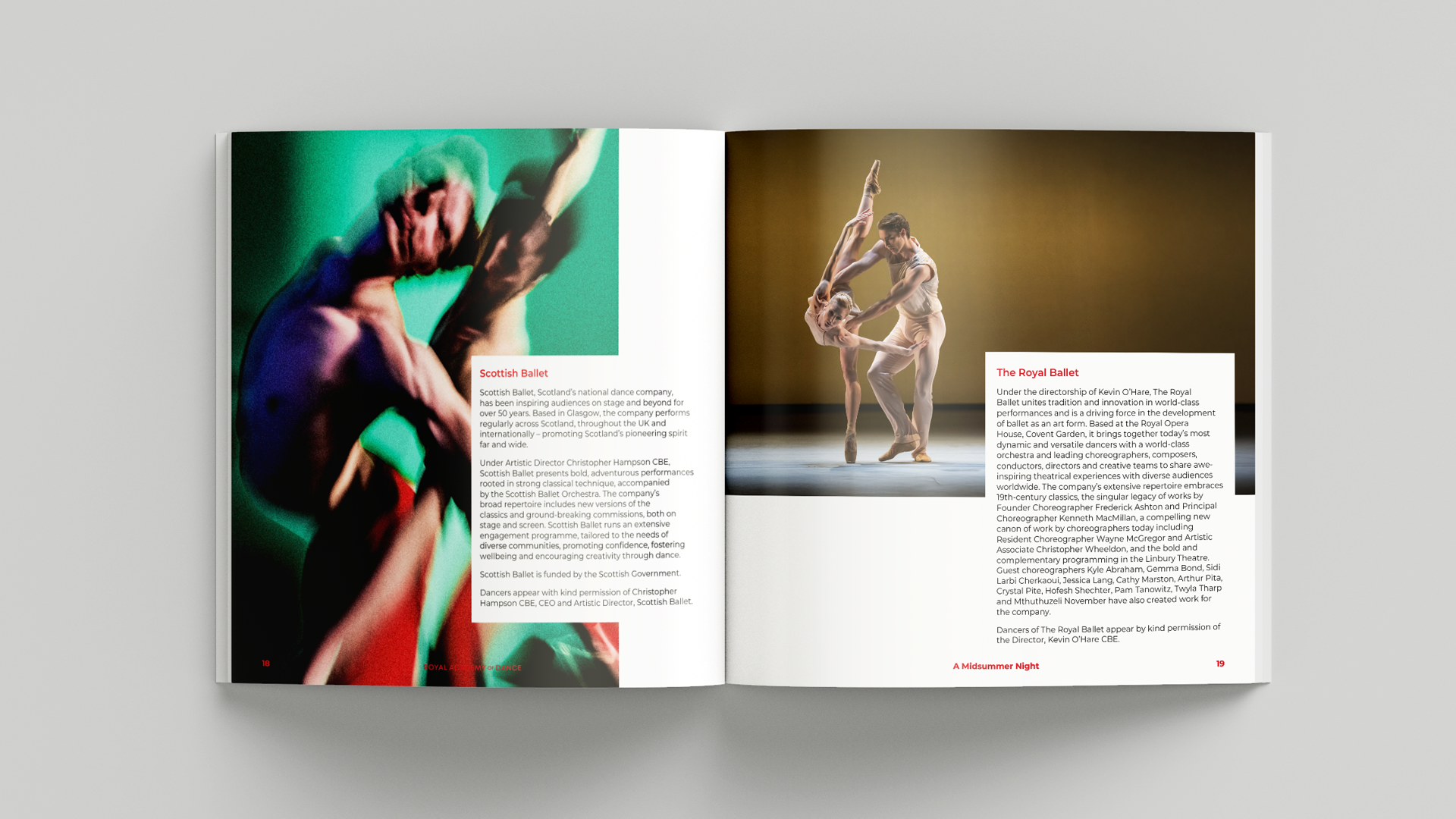 Design and production of the event programme for the Royal Academy of Dance Midsummer Night fundraising event