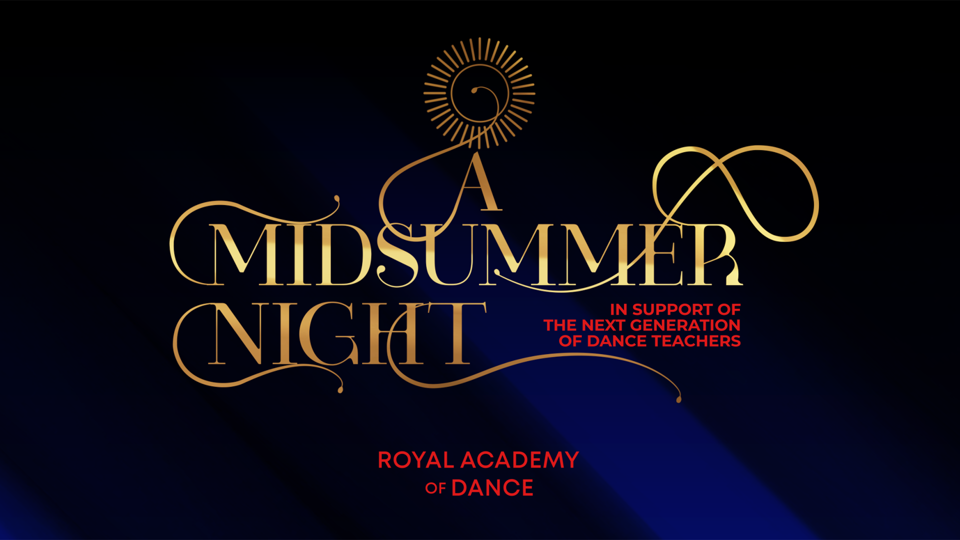 Event branding for the Royal Academy of Dance Midsummer Night fundraiser