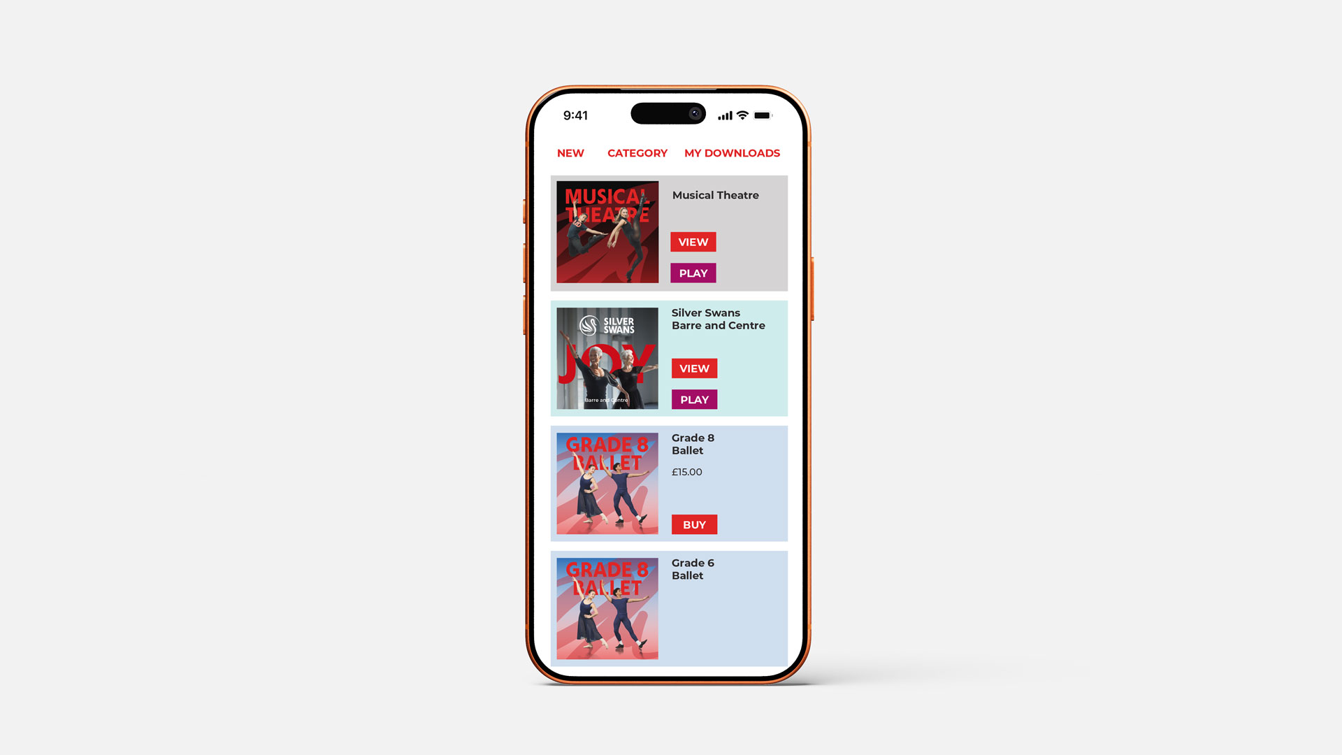 App reskin and redesign for the Royal Academy of Dance
