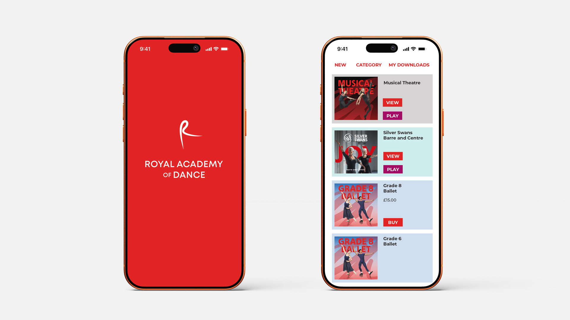 App reskin and redesign for the Royal Academy of Dance